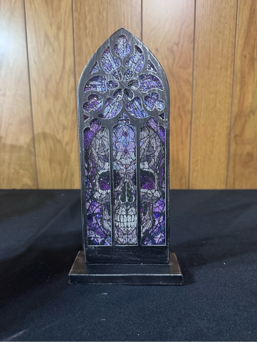 Purple Stained Glass Skull Home Art Display - Ashland